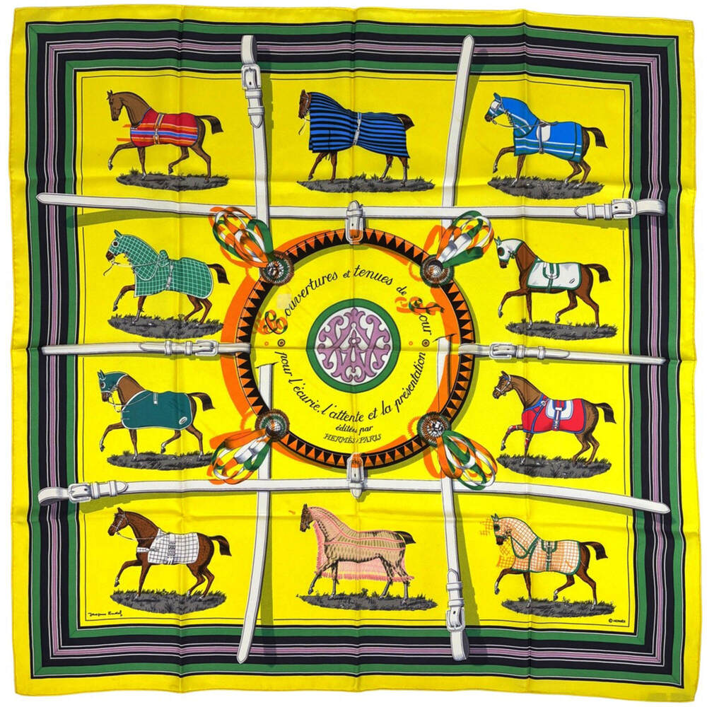 HERMES Yellow Silk Scarf